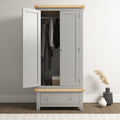 Windsor 2 Door 1 Drawer Wardrobe - Pebble Grey/Oak
