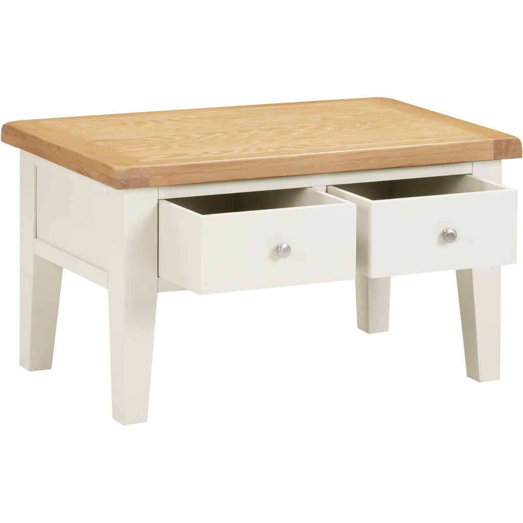 Windsor 2 Drawer Coffee Table - Ivory/Oak