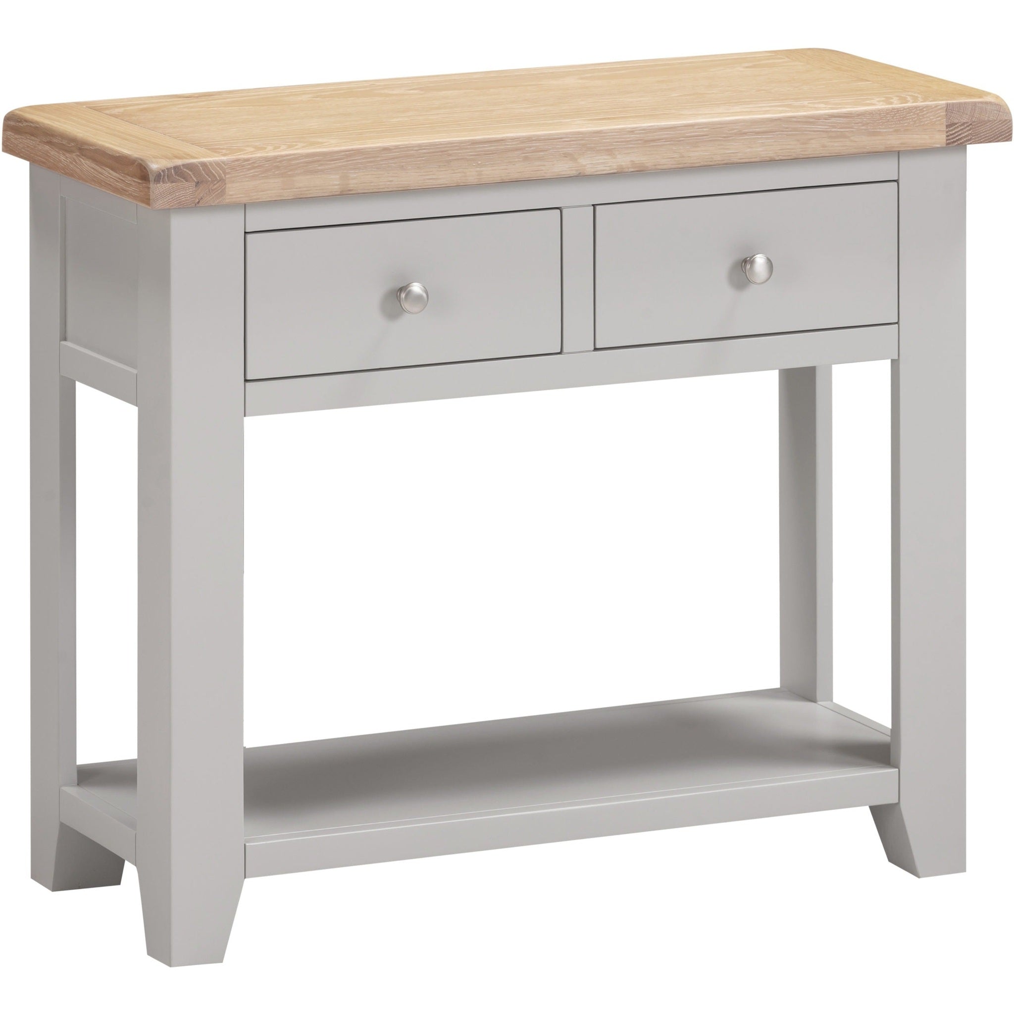 Windsor 2 Drawer Console Table - Pebble Grey/Oak