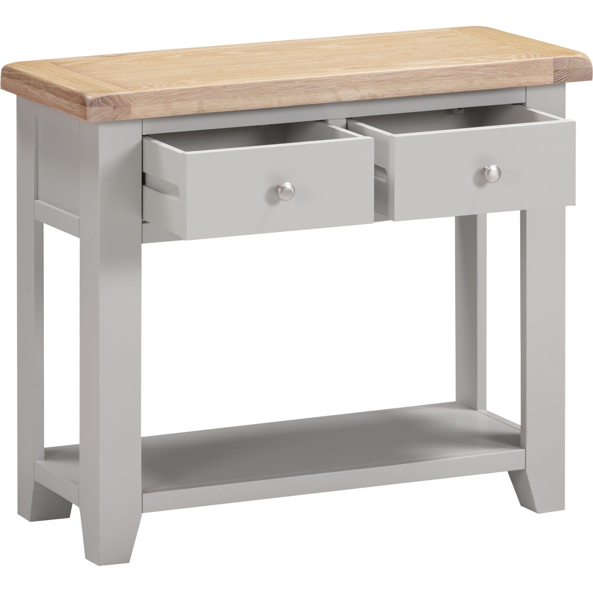 Windsor 2 Drawer Console Table - Pebble Grey/Oak