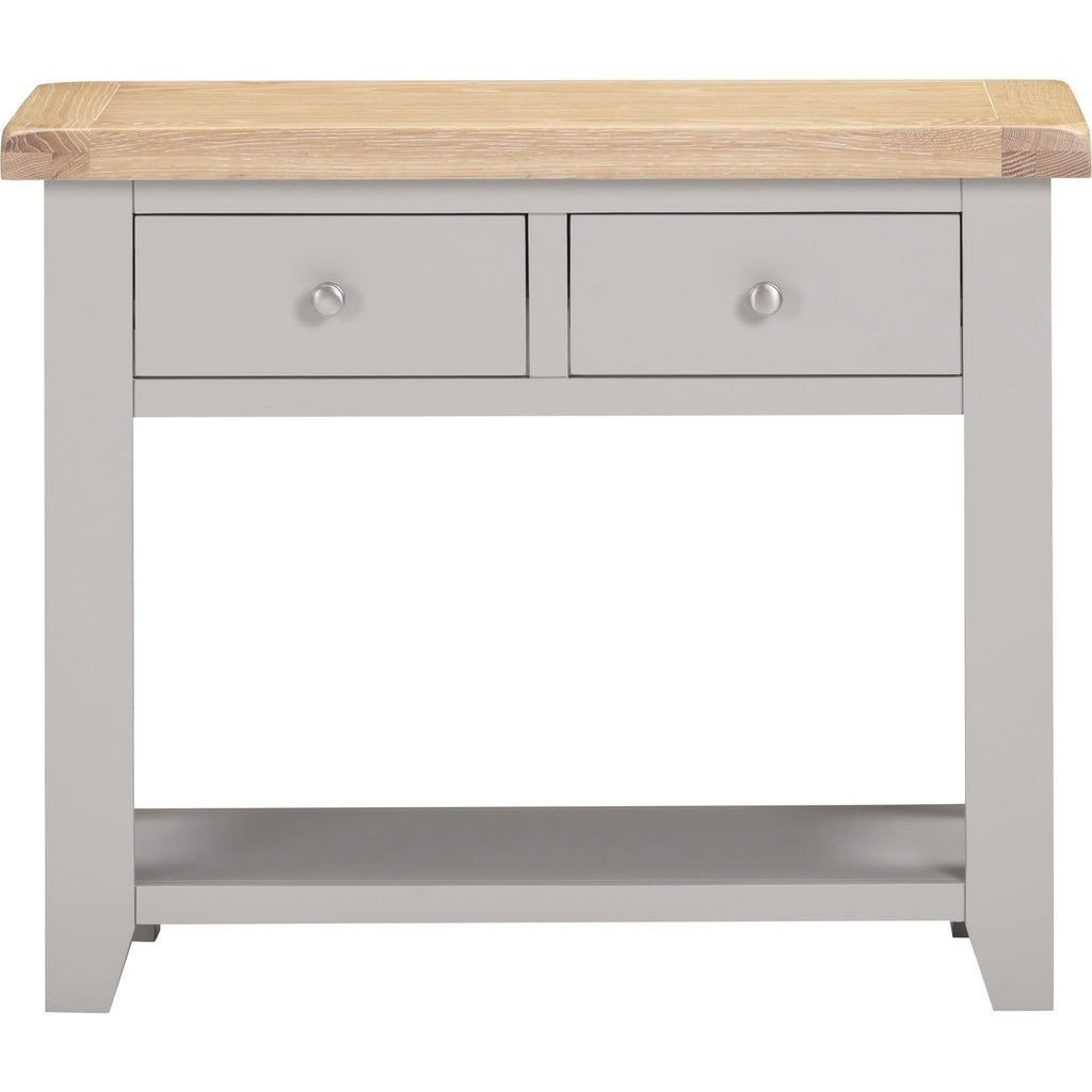 Windsor 2 Drawer Console Table - Pebble Grey/Oak