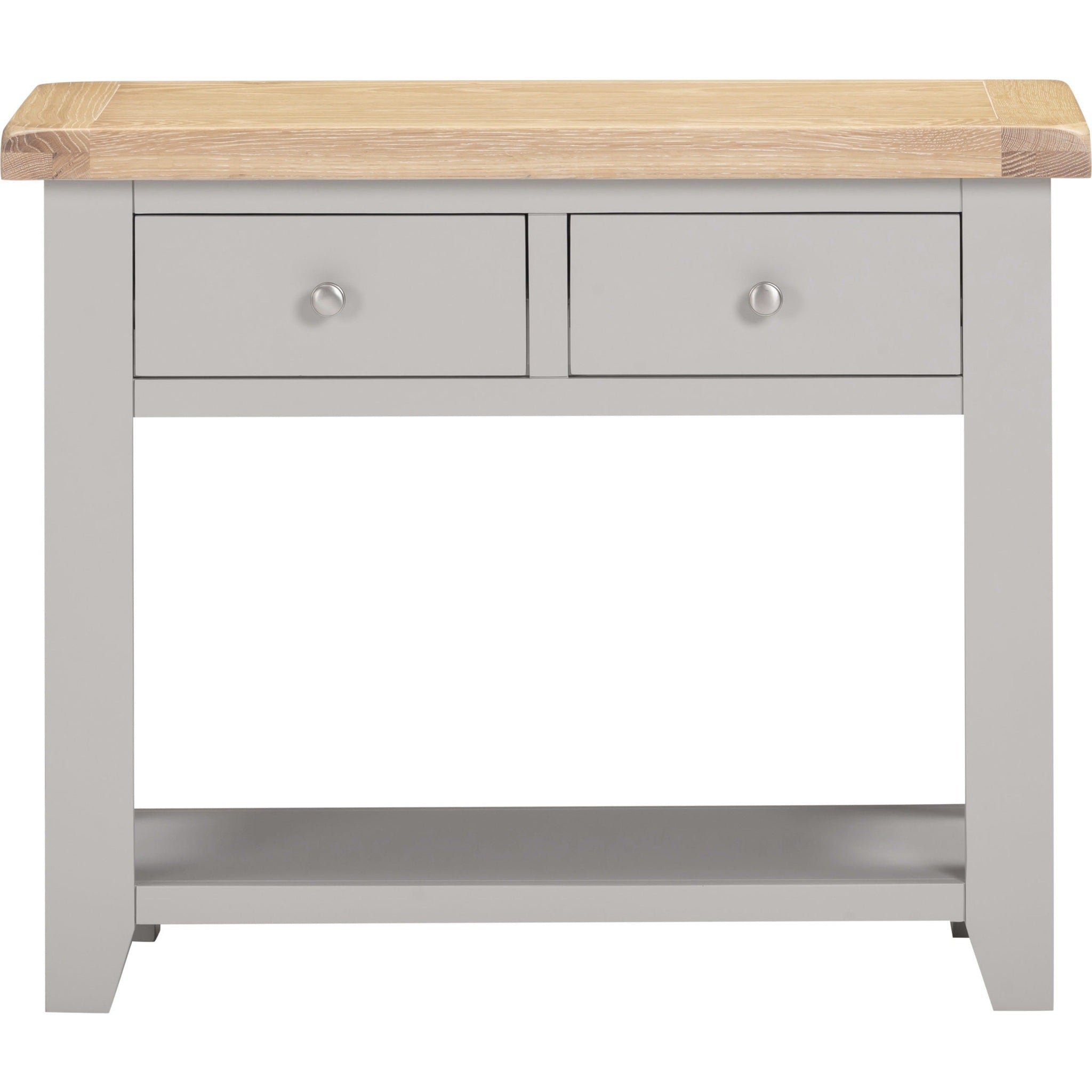 Windsor 2 Drawer Console Table - Pebble Grey/Oak
