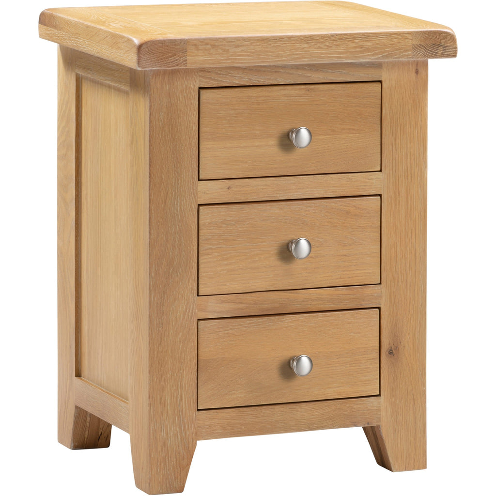 Windsor 3 Drawer Bedside - Natural Oak