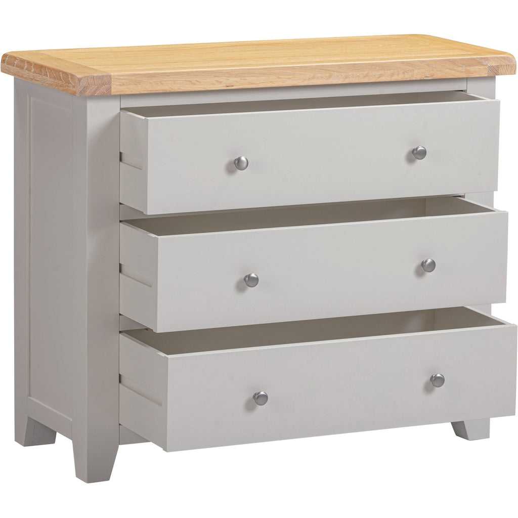 Windsor 3 Drawer Chest - Pebble Grey/Oak