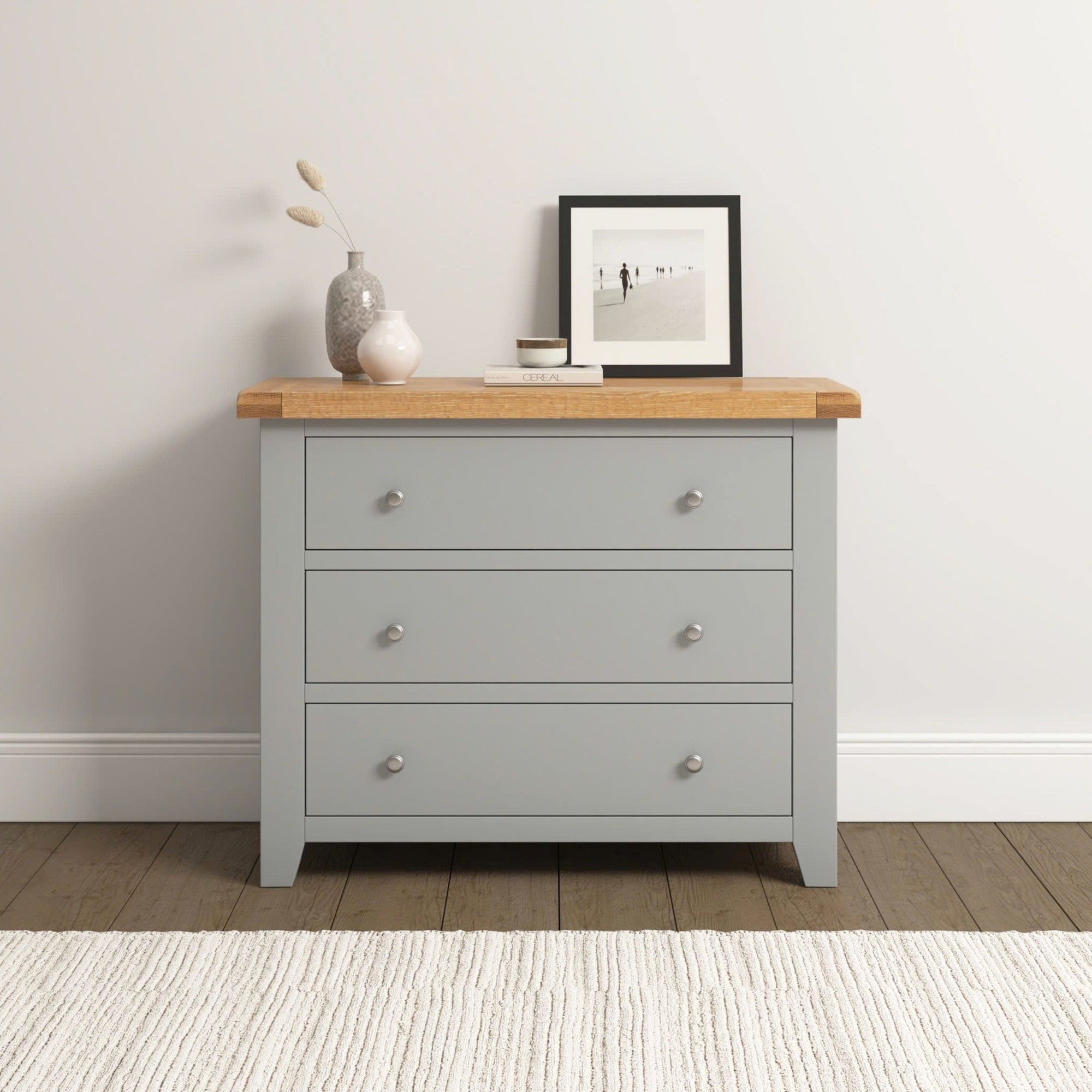 Windsor 3 Drawer Chest - Pebble Grey/Oak