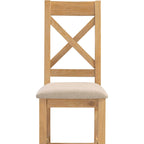 Windsor Cross Back Dining Chair X2 Per Box - Natural Oak/Oat Fabric
