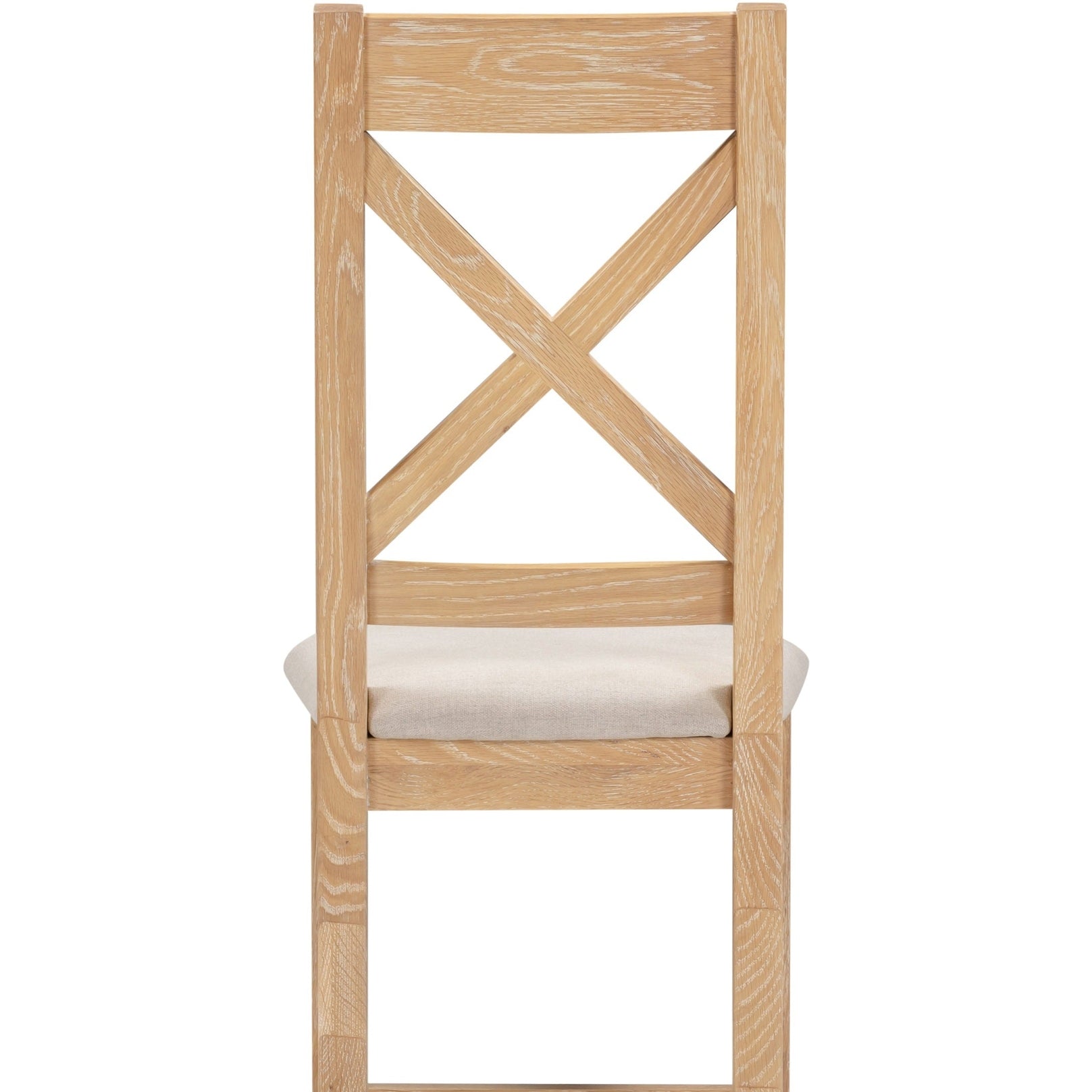 Windsor Cross Back Dining Chair X2 Per Box - Natural Oak/Oat Fabric