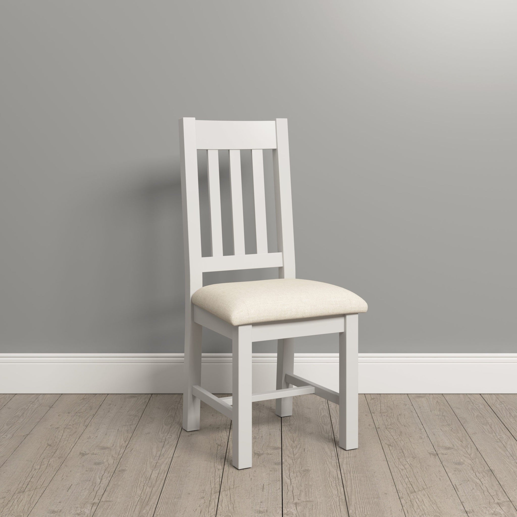 Windsor Slatted Dining Chair X2 Per Box - Ivory/Oat Fabric