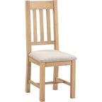 Windsor Slatted Dining Chair X2 Per Box - Natural Oak/Oat Fabric