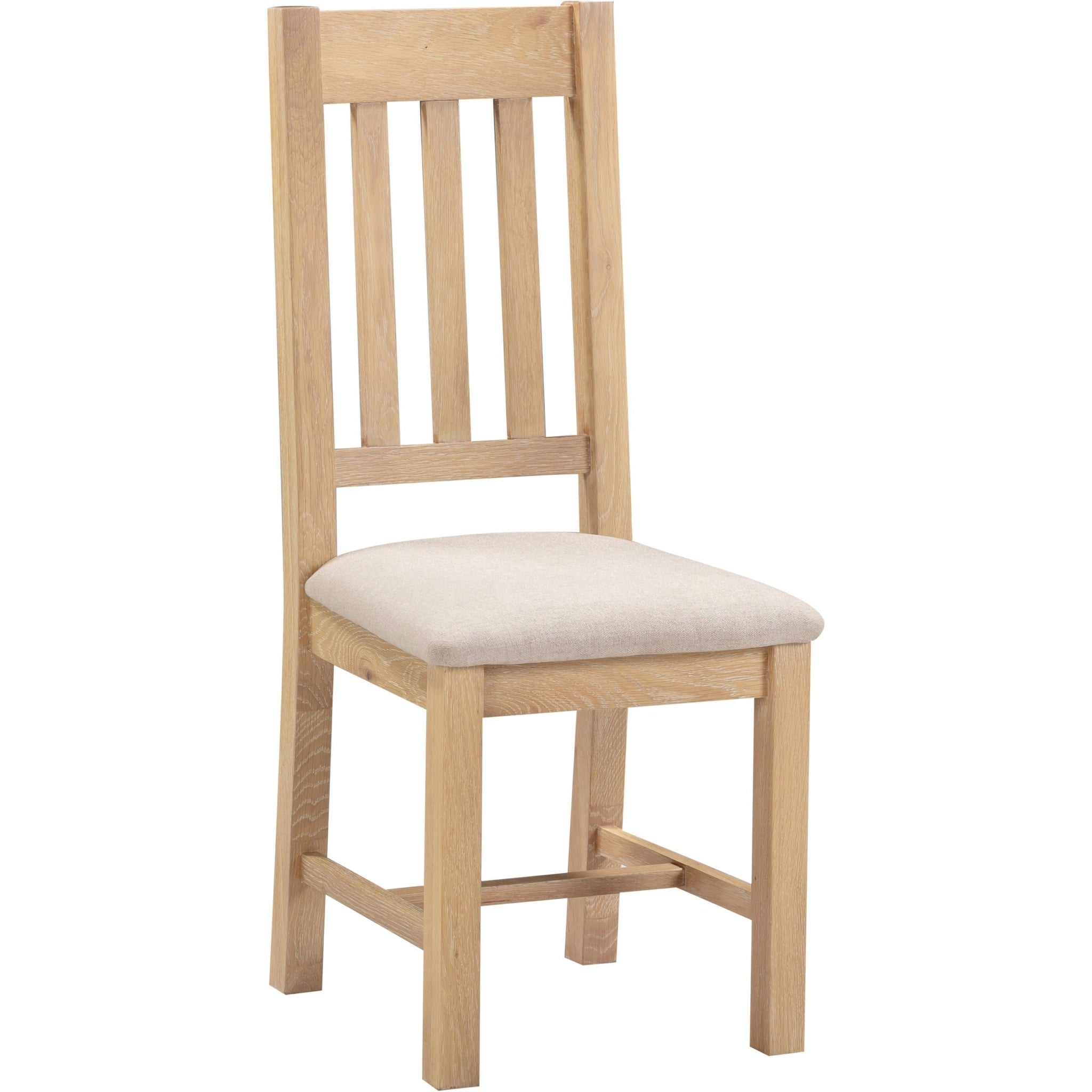 Windsor Slatted Dining Chair X2 Per Box - Natural Oak/Oat Fabric