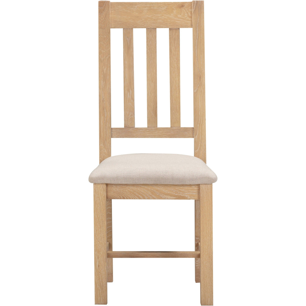 Windsor Slatted Dining Chair X2 Per Box - Natural Oak/Oat Fabric