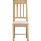 Windsor Slatted Dining Chair X2 Per Box - Natural Oak/Oat Fabric
