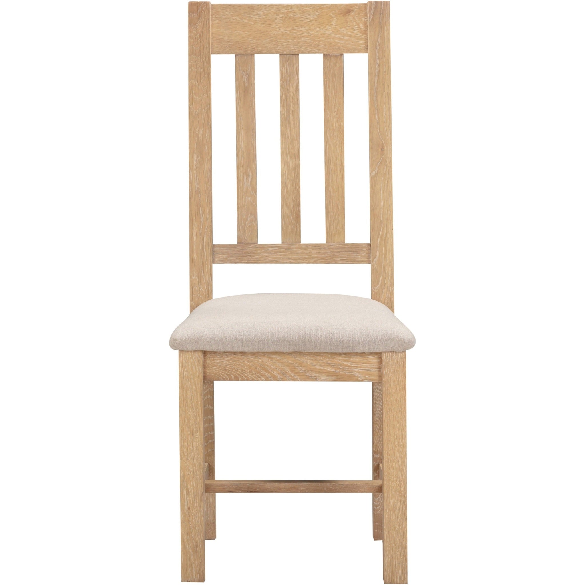 Windsor Slatted Dining Chair X2 Per Box - Natural Oak/Oat Fabric
