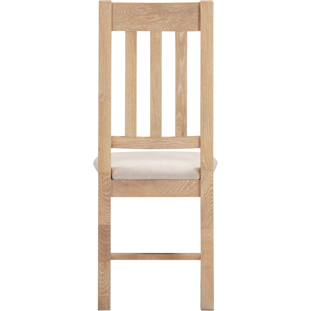 Windsor Slatted Dining Chair X2 Per Box - Natural Oak/Oat Fabric