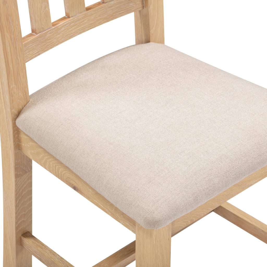 Windsor Slatted Dining Chair X2 Per Box - Natural Oak/Oat Fabric