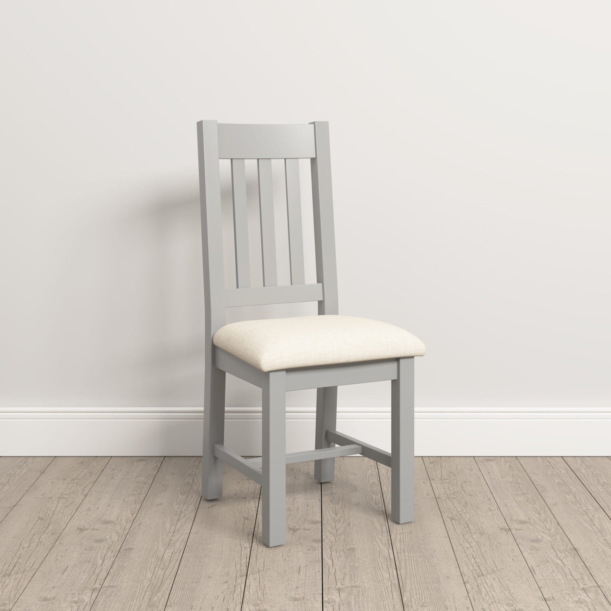 Windsor Slatted Dining Chair X2 Per Box - Pebble Grey/Oat Fabric