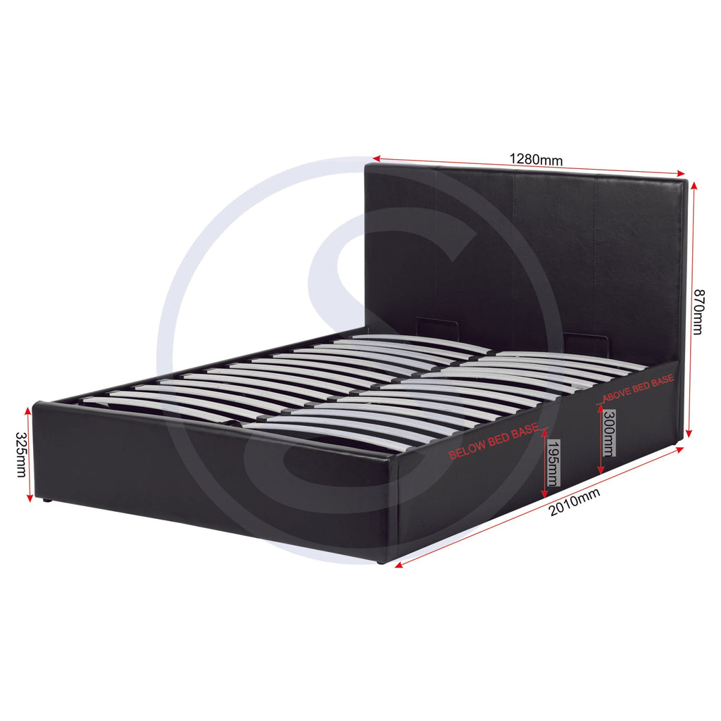 Waverley 4' Storage Bed - Black Pu