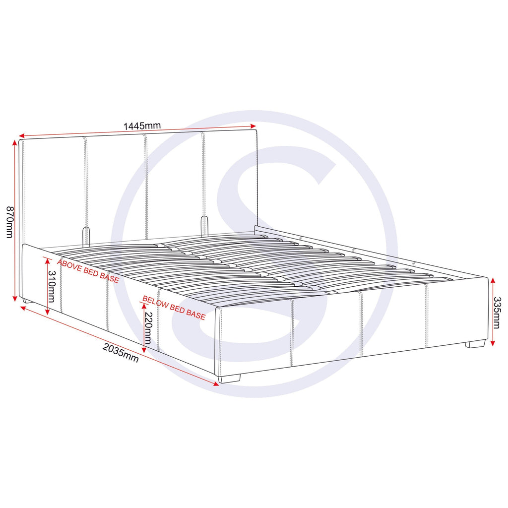 Waverley 4'6" Storage Bed - Black Pu