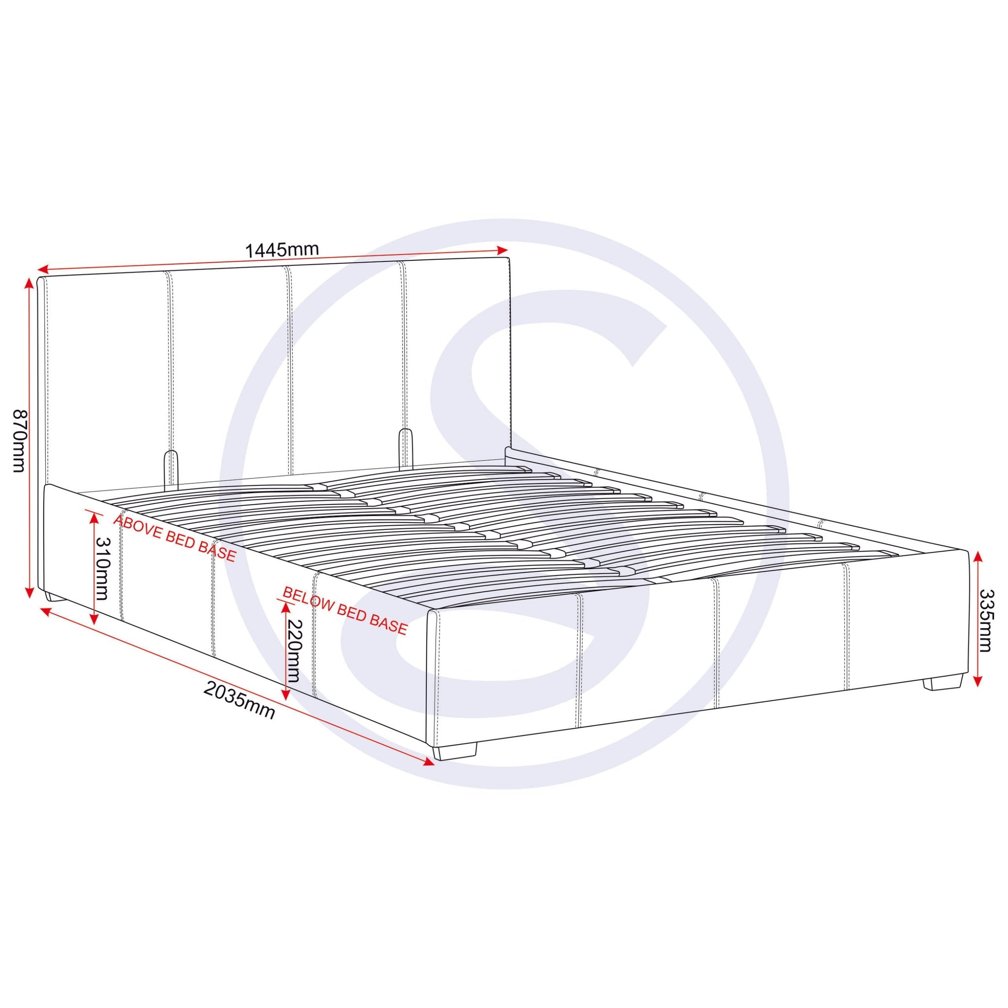 Waverley 4'6" Storage Bed - Black Pu