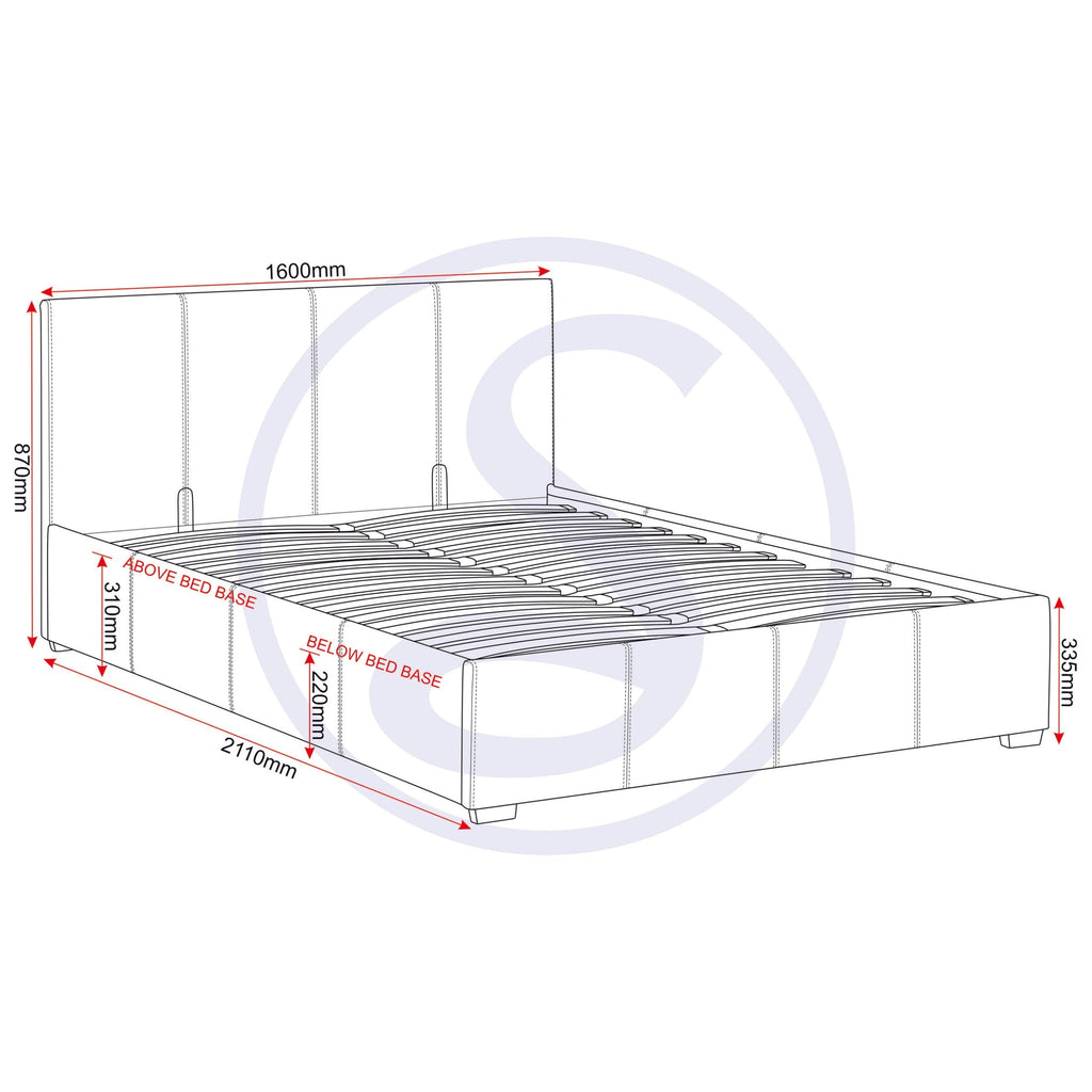 Waverley 5' Storage Bed - Black Pu