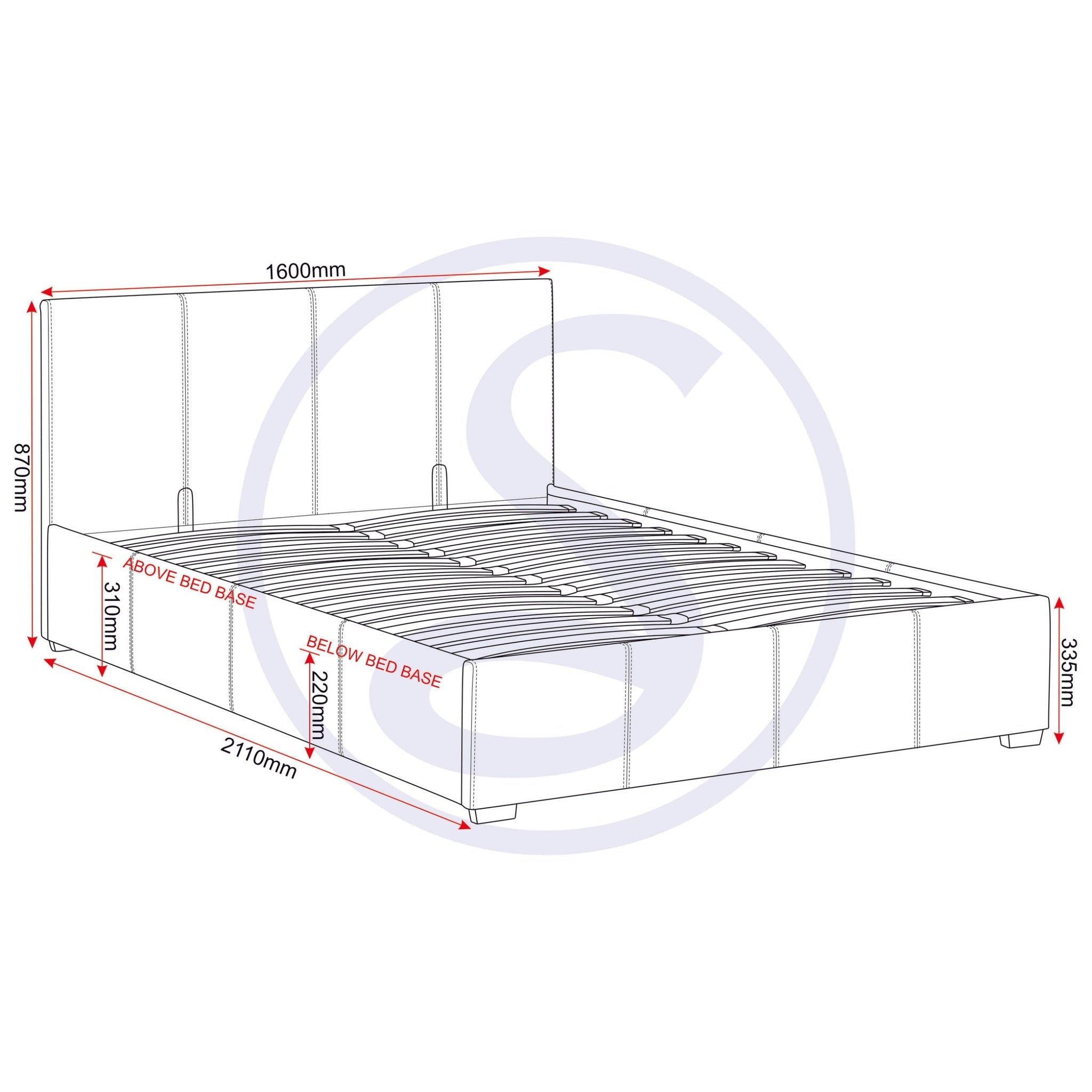 Waverley 5' Storage Bed - Black Pu